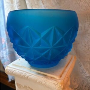 Vintage Indiana Glass Blue Satin "Monticello" Bowl Heavy and beautiful color